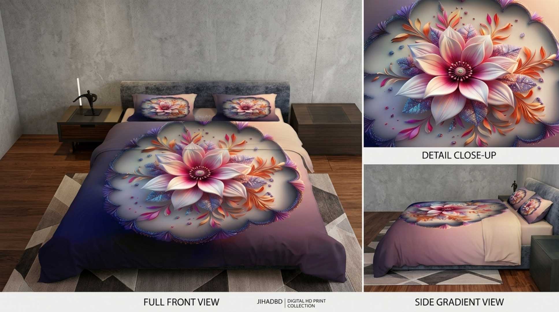 3D,প্রিন্টেড,ইয়ামিন,কটন,বেডশীট