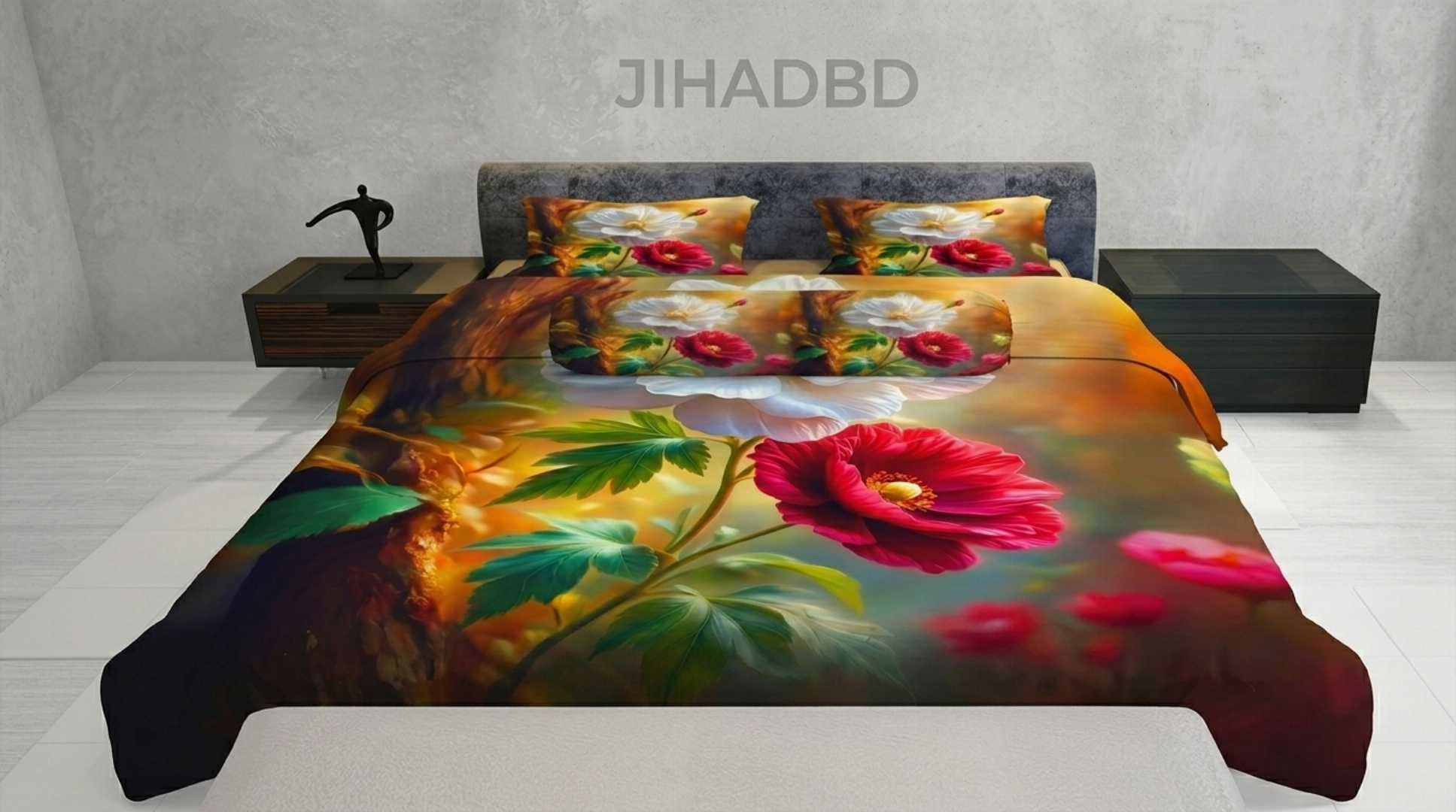 HomeTex bedsheet, 100% cotton bedsheet, 3D digital printed bedsheet, premium bedsheet, king size bedsheet, double bed bedsheet, cotton bedsheet Bangladesh, HomeTex bed sheet Bangladesh, কটন বেডশীট, 3D ডিজিটাল প্রিন্টেড বেডশীট, কিং সাইজ বেডশীট, প্রিমিয়াম বেডশীট, JihadBD