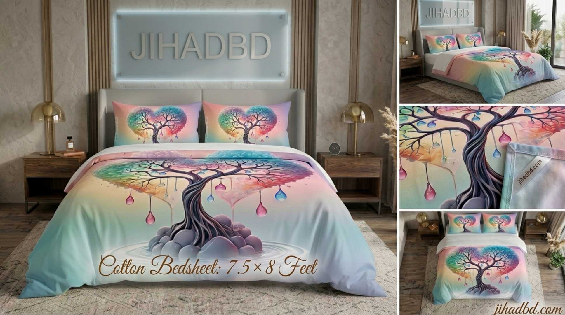 HomeTex bedsheet, HomeTex cotton bedsheet, 100% cotton bedsheet, 3D digital printed bedsheet, premium bedsheet Bangladesh, king size bedsheet, 7.5x8 feet bedsheet, cotton bedsheet Bangladesh, double bed bedsheet, 3D printed bed sheet, হোমটেক্স বেডশীট, ১০০% কটন বেডশীট, 3D ডিজিটাল প্রিন্টেড বেডশীট, কিং সাইজ বেডশীট, প্রিমিয়াম বেডশীট, JihadBD