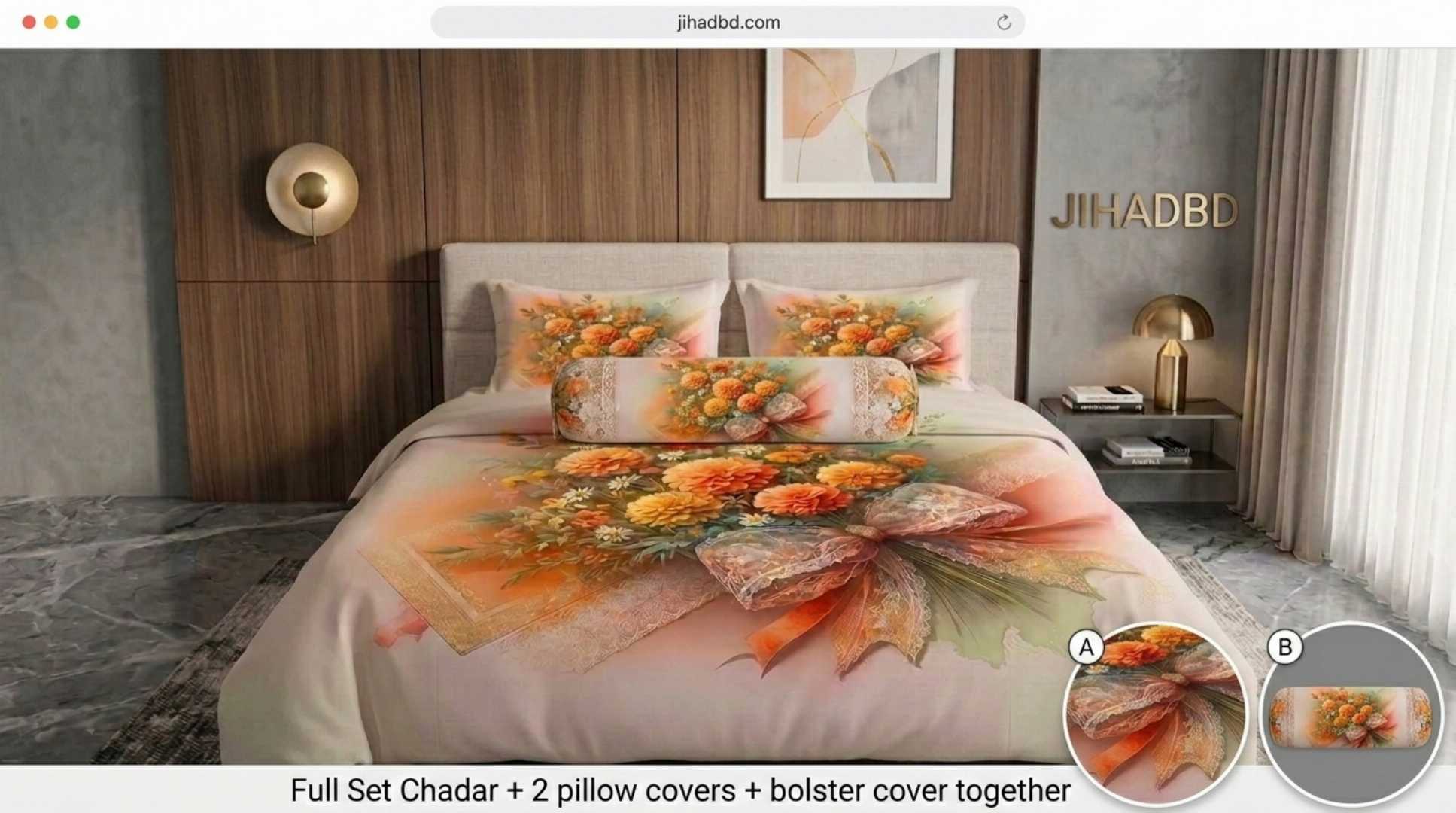 100% Cotton Bedsheet, Digital 3D Printed Bedsheet, Premium Hometex Bedsheet, Cotton Bedsheet BD, 3D Bedsheet Bangladesh, Premium Quality Bedsheet, King Size Bedsheet, Double Bed Bedsheet, Hometex Bedsheet, Jihad BD