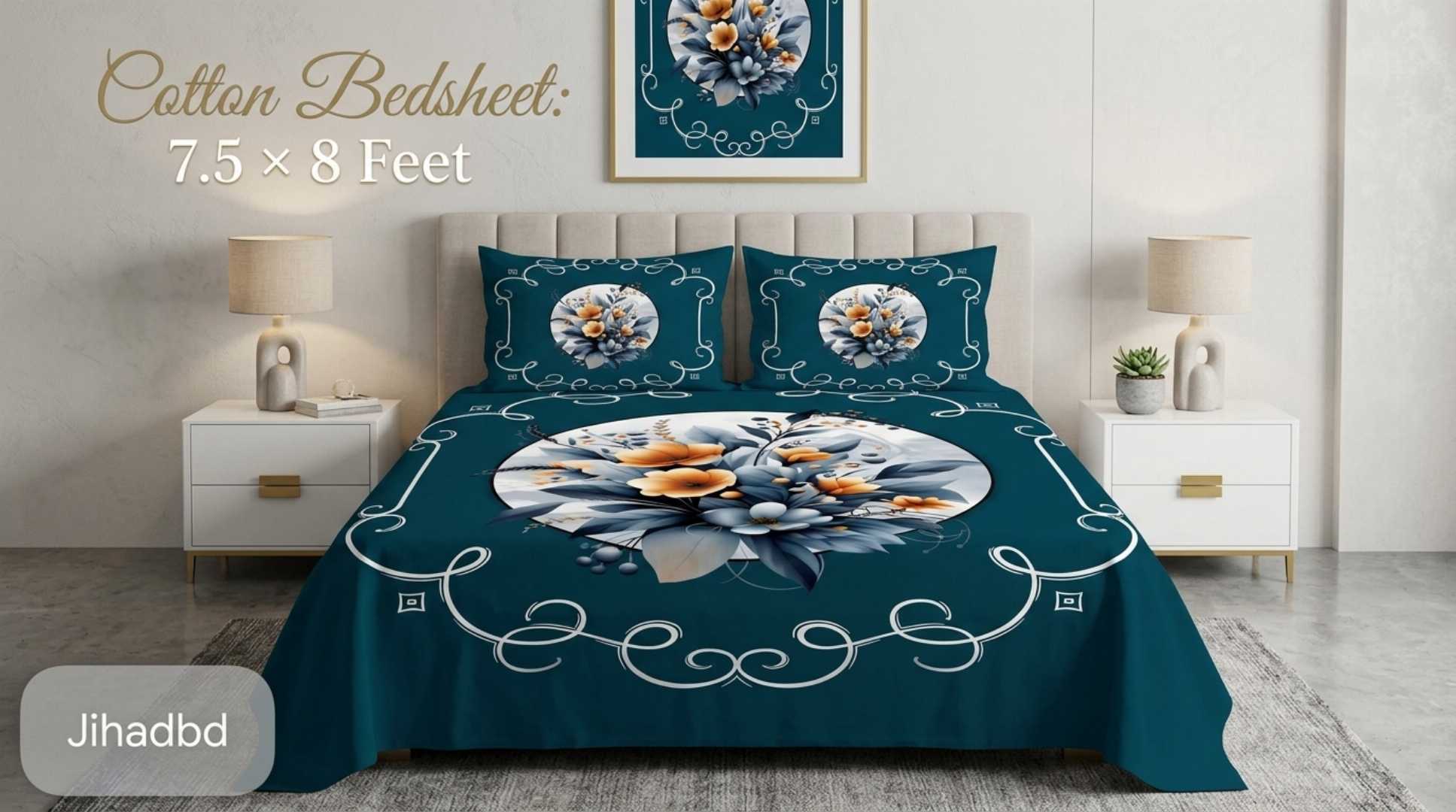King Size HomeTex bedsheet, HomeTex bed sheet Bangladesh, 100% cotton bedsheet, cotton bedsheet Bangladesh, king size bedsheet, double bed bedsheet, premium bedsheet, 7.5x8 feet bedsheet, cotton bed sheet set, HomeTex bedsheet set, কিং সাইজ বেডশীট, ১০০% কটন বেডশীট, ডাবল বেড বেডশীট, প্রিমিয়াম বেডশীট, JihadBD