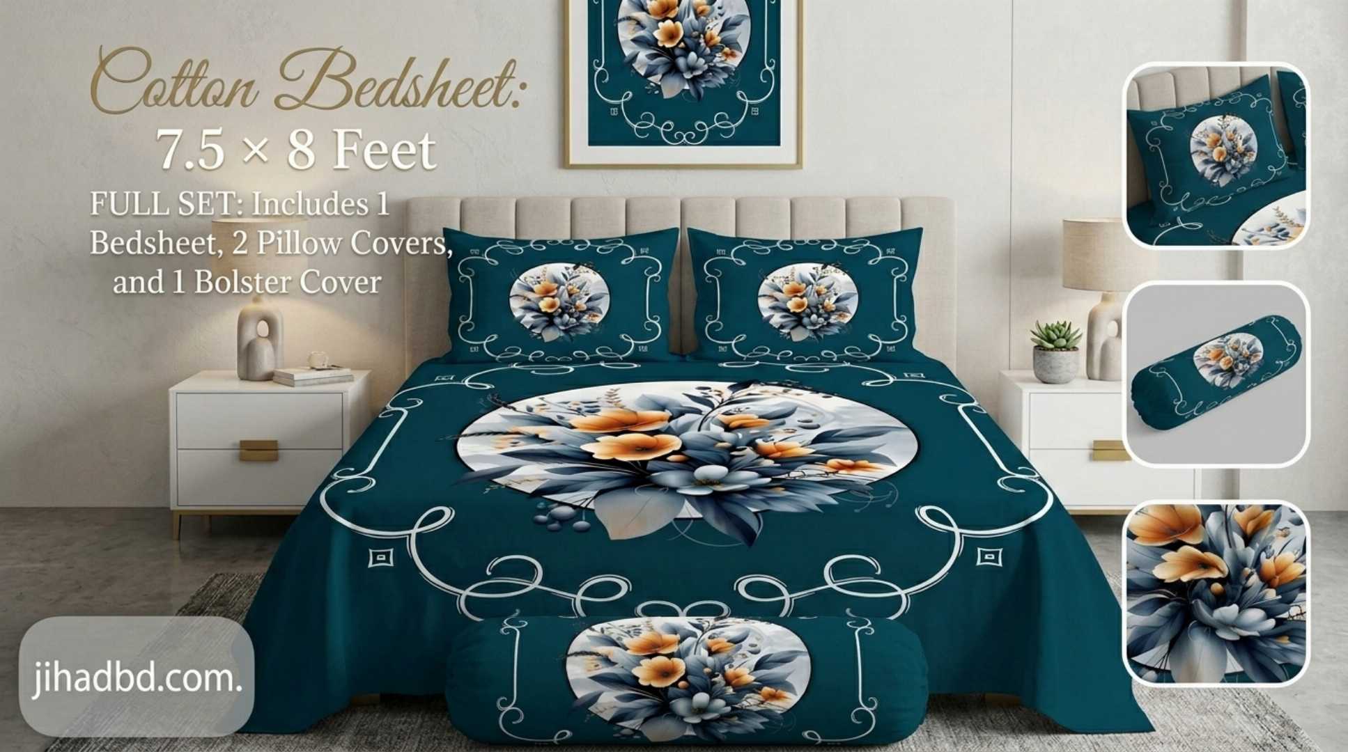 King Size HomeTex bedsheet, HomeTex bed sheet Bangladesh, 100% cotton bedsheet, cotton bedsheet Bangladesh, king size bedsheet, double bed bedsheet, premium bedsheet, 7.5x8 feet bedsheet, cotton bed sheet set, HomeTex bedsheet set, কিং সাইজ বেডশীট, ১০০% কটন বেডশীট, ডাবল বেড বেডশীট, প্রিমিয়াম বেডশীট, JihadBD